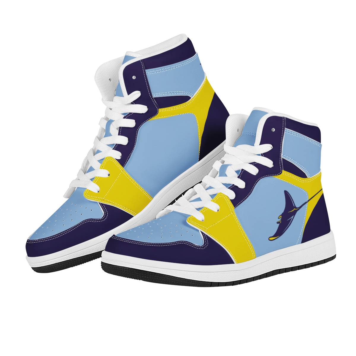 Men's Tampa Bay Rays High Top Leather AJ1 Sneakers 002